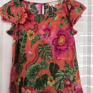 Cynthia Rowley Orange Floral Dress with Pink and Green Details
